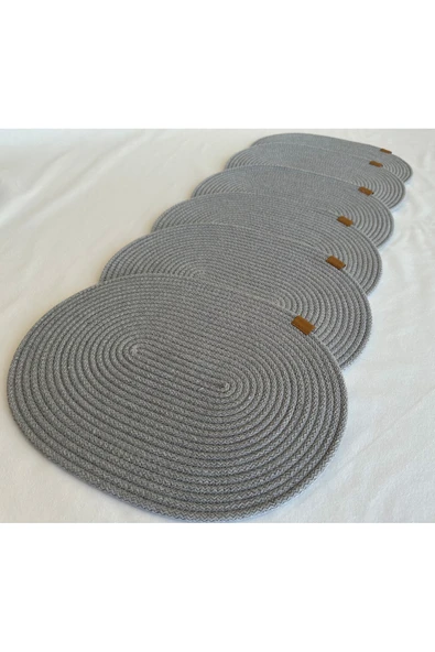 HHKARTS Jüt Amerikan Servis Sofra Altlığı, Masa Dekoru Supla Oval Gri 30x40 6lı - Resim 3