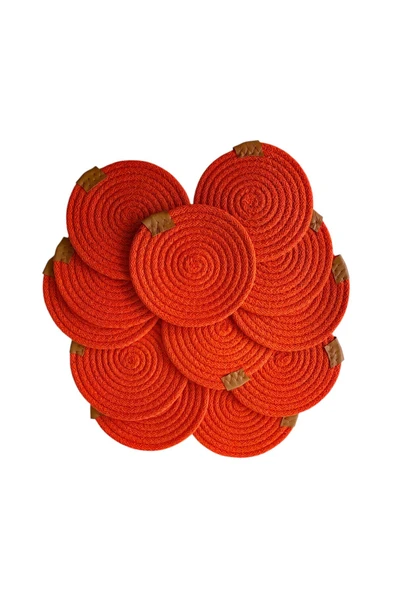 HHKARTS Jüt Bardak Kupa Altlığı Turuncu 13cm 12li - Resim 4