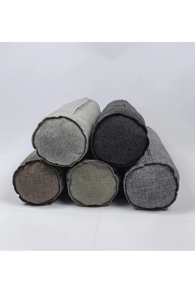 HHKARTS Keten Kumaş Silindir Yastık Fermuarlı Bolster Yoga Yastık Kılıfı Haki 20x50 ürün görseli