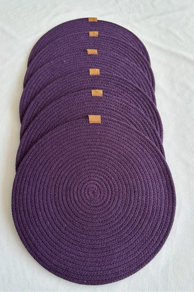 HHKARTS Yuvarlak Amerikan Servis Sofra Altlığı, Masa Dekoru Supla Mor 33cm 6lı ürün görseli