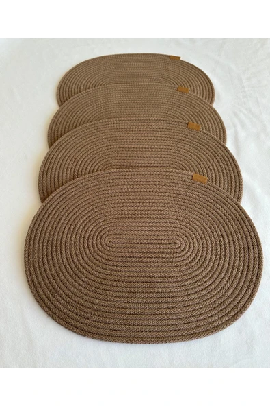 HHKARTS Jüt Amerikan Servis Sofra Altlığı, Masa Dekoru Supla Oval Kahverengi 30x40 4lü ürün görseli