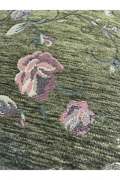 HHKARTS Çiçek Desenli Yastık Kılıfı Çift Taraflı Goblen Kumaş Kapalı Fermuarlı Kırlent 4'lü 40x40 - Resim 4