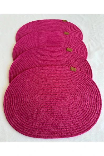 HHKARTS Jüt Amerikan Servis Sofra Altlığı, Masa Dekoru Supla Oval Fuşya 30x40 4lü - Resim 2