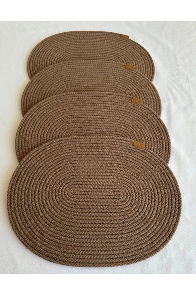 HHKARTS Jüt Amerikan Servis Sofra Altlığı, Masa Dekoru Supla Oval Kahverengi 30x40 4lü - Resim 2