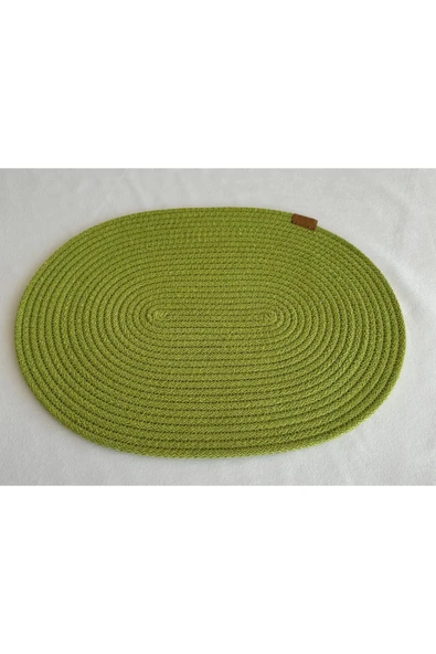 HHKARTS Jüt Amerikan Servis Sofra Altlığı, Masa Dekoru Supla Oval Fıstık Yeşil 30x40 8li ürün görseli