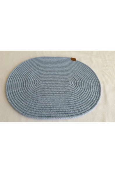 HHKARTS Jüt Amerikan Servis Sofra Altlığı, Masa Dekoru Supla Oval Açık Mavi 30x40 8li ürün görseli