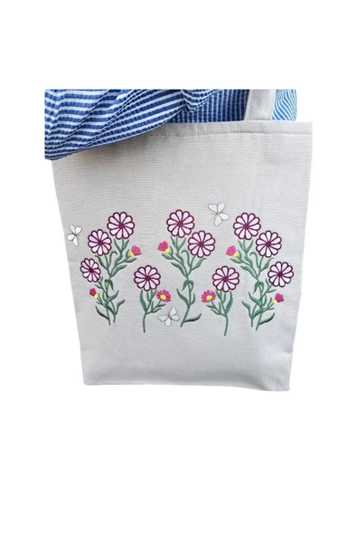 HHKARTS Nakışlı Çiçek Desenli Kol Çantası (TEK TARAFI NAKIŞLI) - Resim 2