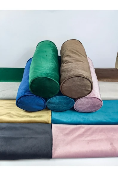 HHKARTS Kadife Silindir Yastık Fermuarlı Bolster Yoga Yastık Kılıfı Yeşil 20x50 - Resim 2