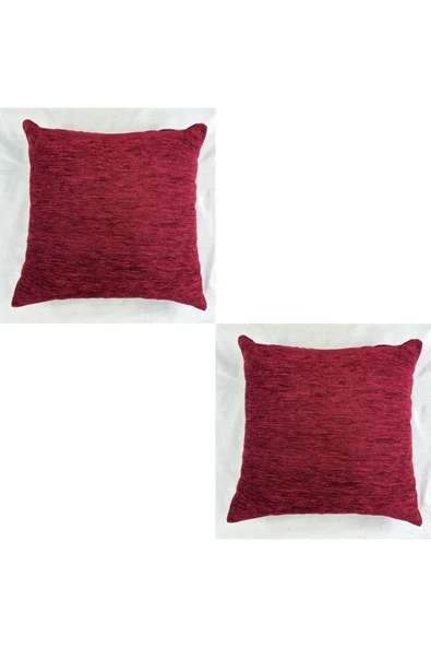 HHKARTS Kırmızı Şönil Düz 2'li Kırlent Kılıfı 40x40 ürün görseli