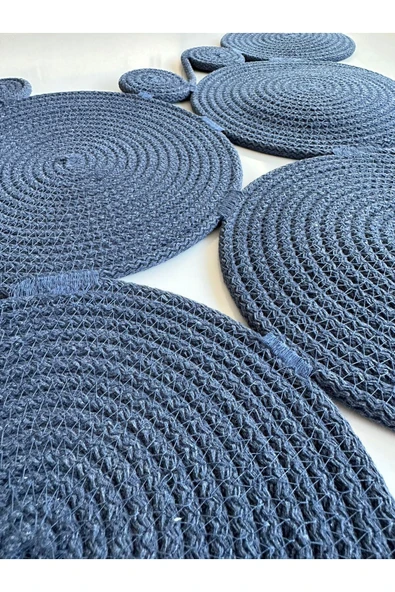 HHKARTS Jüt Klozet Önü Paspas Lacivert - Resim 4