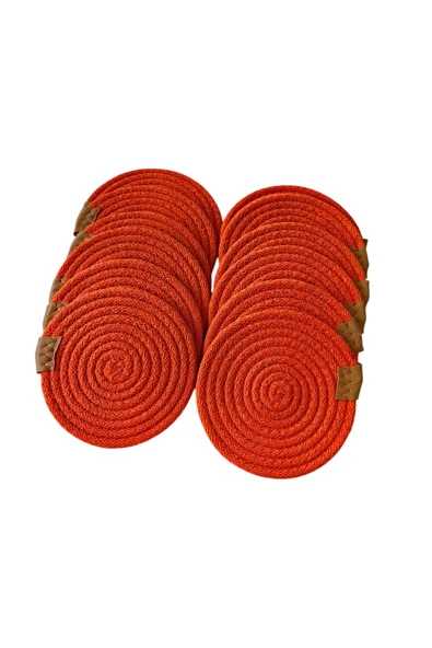 HHKARTS Jüt Bardak Kupa Altlığı Turuncu 13cm 12li - Resim 2