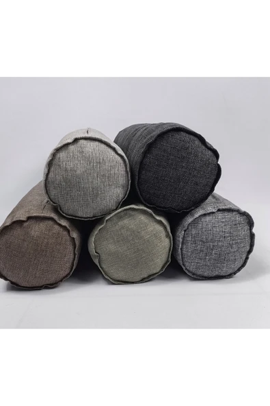 HHKARTS Keten Kumaş Silindir Yastık Fermuarlı Bolster Yoga Yastık Kılıfı Antrasit 20x50 - Resim 3