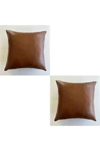 HHKARTS Çift Taraflı Gerçek Deri Yastık Kılıfı 40x40 2'li - 1