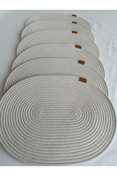 HHKARTS Jüt Amerikan Servis Sofra Altlığı, Masa Dekoru Supla Oval Beyaz 30x40 6lı ürün görseli