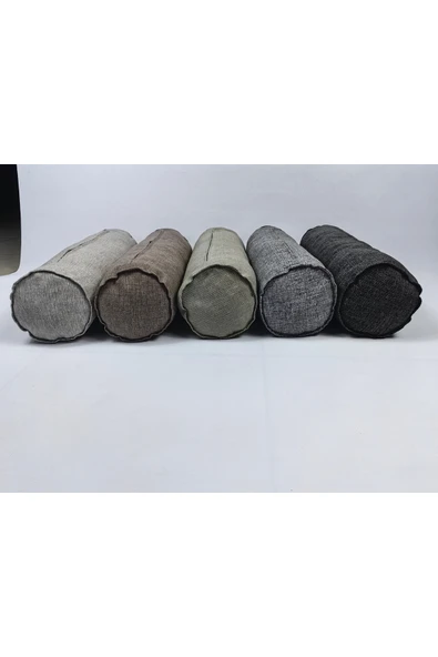 HHKARTS Keten Kumaş Silindir Yastık Fermuarlı Bolster Yoga Yastık Kılıfı Antrasit 20x50 - Resim 5