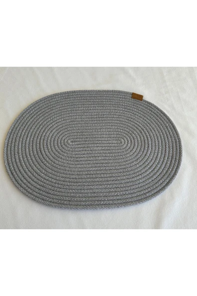 HHKARTS Jüt Amerikan Servis Sofra Altlığı, Masa Dekoru Supla Oval Gri 30x40 8li ürün görseli