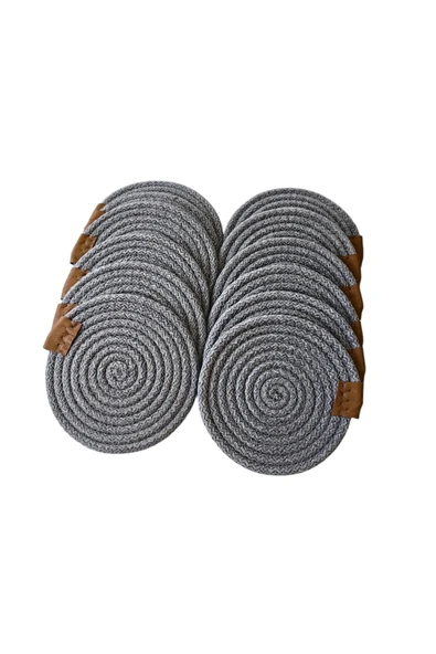 HHKARTS Jüt Bardak Kupa Altlığı Gri 13cm 12li - Resim 2