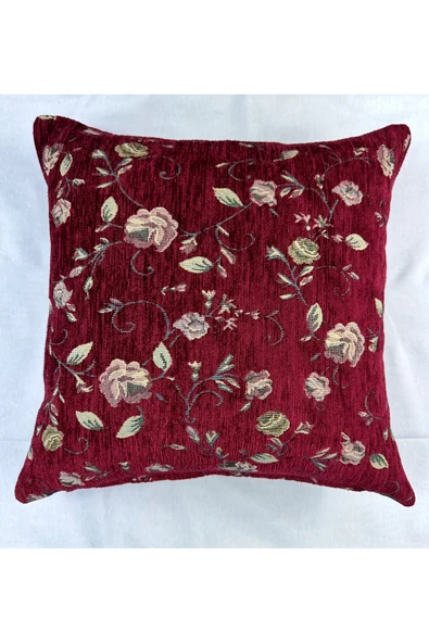 HHKARTS Çiçek Desenli Yastık Kılıfı Çift Taraflı Goblen Kumaş Kapalı Fermuarlı Kırlent 40x40 - Resim 3