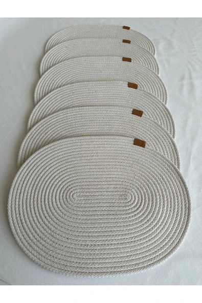 HHKARTS Jüt Amerikan Servis Sofra Altlığı, Masa Dekoru Supla Oval Beyaz 30x40 6lı - Resim 2