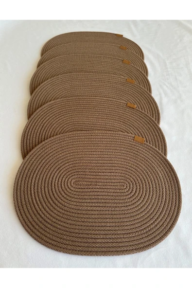 HHKARTS Jüt Amerikan Servis Sofra Altlığı, Masa Dekoru Supla Oval Kahverengi 30x40 6lı ürün görseli