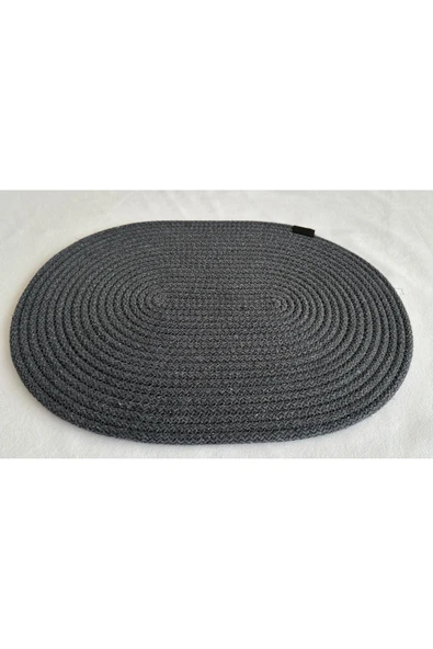 HHKARTS Jüt Amerikan Servis Sofra Altlığı, Masa Dekoru Supla Oval Antrasit 30x40 6lı - 3