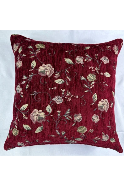 HHKARTS Çiçek Desenli Yastık Kılıfı Çift Taraflı Goblen Kumaş Kapalı Fermuarlı Kırlent 4'lü 40x40 - Resim 2