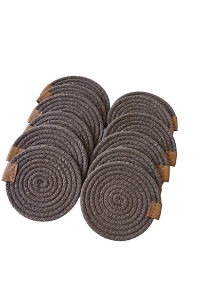 HHKARTS Jüt Bardak Kupa Altlığı Sepya 13cm 12li - Resim 2