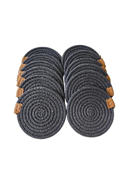 HHKARTS Jüt Bardak Kupa Altlığı Antrasit 13cm 12li ürün görseli