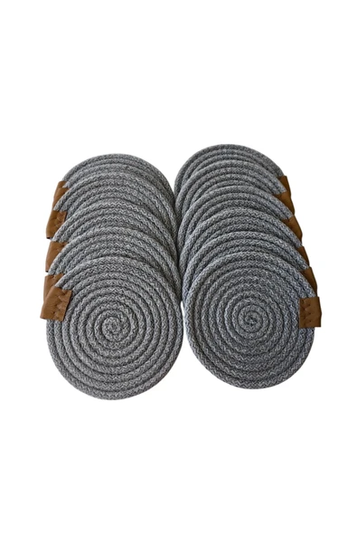 HHKARTS Jüt Bardak Kupa Altlığı Gri 13cm 12li - Resim 5