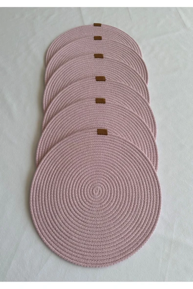 HHKARTS Yuvarlak Amerikan Servis Sofra Altlığı, Masa Dekoru Supla Açık Pembe 33cm 6lı ürün görseli