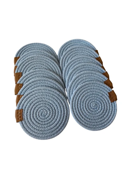 HHKARTS Jüt Bardak Kupa Altlığı Açık Mavi 13cm 12li - Resim 2