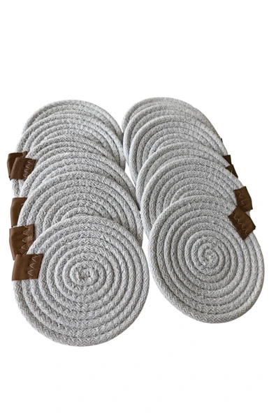 HHKARTS Jüt Bardak Kupa Altlığı Beyaz 13cm 12li - Resim 2