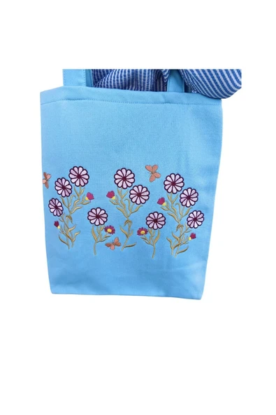 HHKARTS Nakışlı Çiçek Desenli Kol Çantası (TEK TARAFI NAKIŞLI) - Resim 2