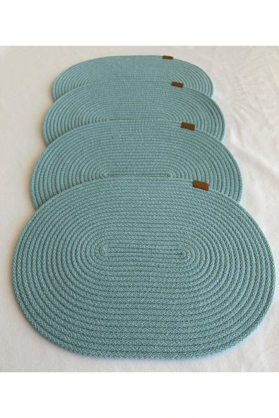 HHKARTS Jüt Amerikan Servis Sofra Altlığı, Masa Dekoru Supla Oval Mint 30x40 4lü ürün görseli