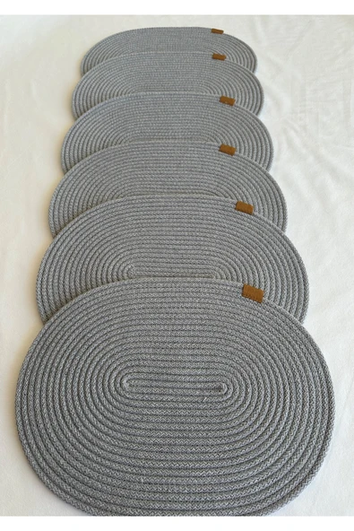 HHKARTS Jüt Amerikan Servis Sofra Altlığı, Masa Dekoru Supla Oval Gri 30x40 6lı - Resim 2