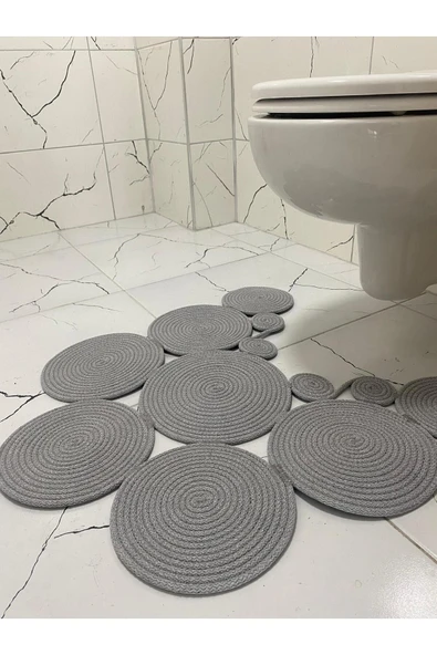 HHKARTS Jüt Klozet Önü Paspas Gri - Resim 2