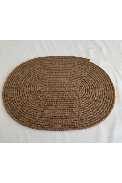 HHKARTS Jüt Amerikan Servis Sofra Altlığı, Masa Dekoru Supla Oval Kahverengi 30x40 8li ürün görseli