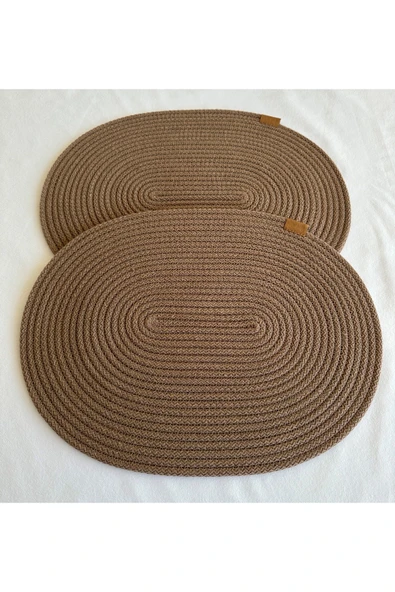 HHKARTS Jüt Amerikan Servis Sofra Altlığı, Masa Dekoru Supla Oval Kahverengi 30x40 8li - Resim 2