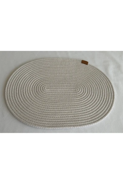 HHKARTS Jüt Amerikan Servis Sofra Altlığı, Masa Dekoru Supla Oval Beyaz 30x40 8li - 1