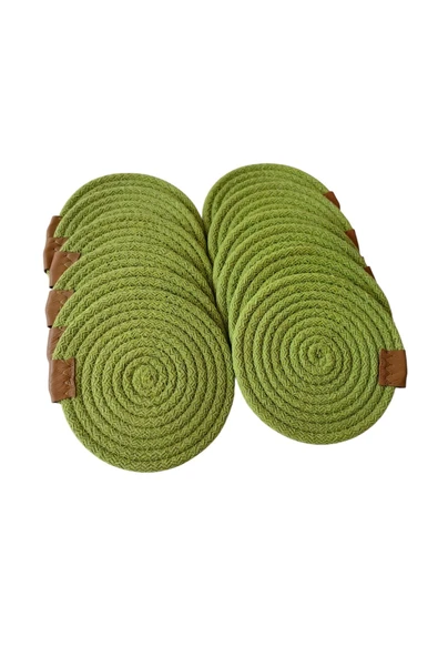 HHKARTS Jüt Bardak Kupa Altlığı Fıstık Yeşili 13cm 12li - Resim 3