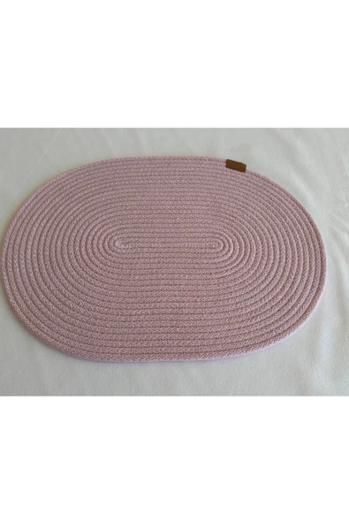 HHKARTS Jüt Amerikan Servis Sofra Altlığı, Masa Dekoru Supla Oval Açık Pembe 30x40 8li - 1