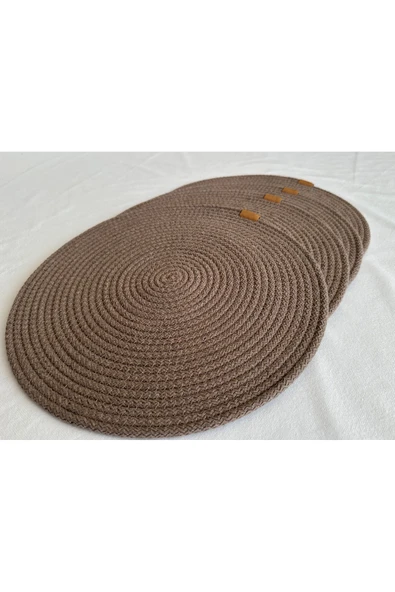 HHKARTS Yuvarlak Amerikan Servis Sofra Altlığı, Masa Dekoru Supla Sepya 33cm 4lü - Resim 2