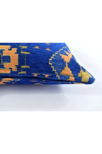 oushak Kilim Desenli Dekoratif Yastık Kılıfı Çift Taraflı Şönil Dokuma Gizli Fermuarlı Etnik Kırlent Kılıfı - 3