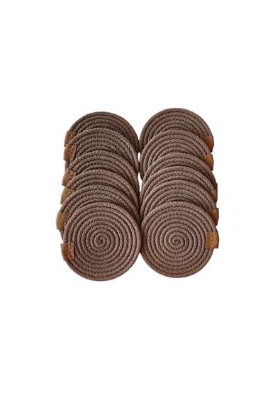 HHKARTS Jüt Bardak Kupa Altlığı Kahverengi 13cm 12li - Resim 5