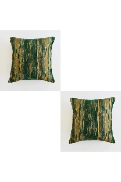 oushak Etnik Desenli Dekoratif Yastık Kılıfı 2'li Çift Taraflı Şönil Dokuma Gizli Fermuarlı Kırlent Kılıfı ürün görseli