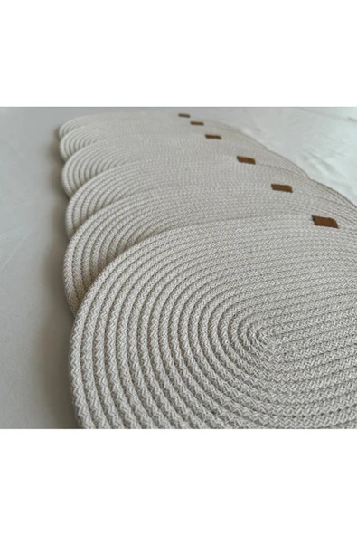 HHKARTS Jüt Amerikan Servis Sofra Altlığı, Masa Dekoru Supla Oval Beyaz 30x40 6lı - Resim 3