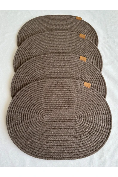 HHKARTS Jüt Amerikan Servis Sofra Altlığı, Masa Dekoru Supla Oval Sepya 30x40 4lü ürün görseli