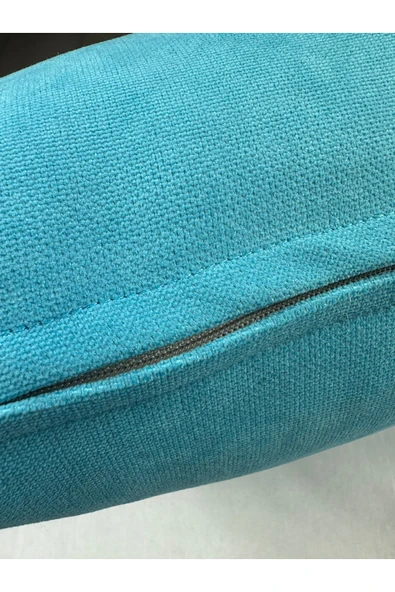 HHKARTS Mavi Renk Çiçek Desenli Nakışlı Yastık Kılıfı 30x50 | Kırlent Kılıfı Fermuarlı - Resim 6