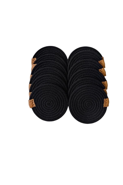 HHKARTS Jüt Bardak Kupa Altlığı Siyah 13cm 12li - Resim 4