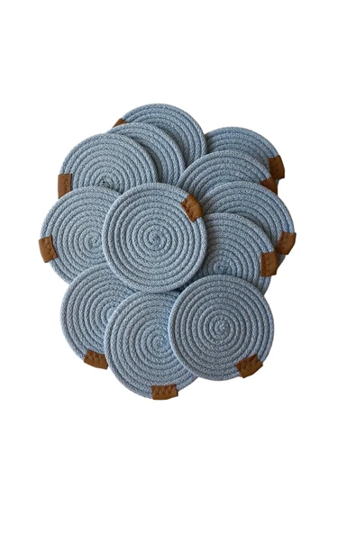 HHKARTS Jüt Bardak Kupa Altlığı Açık Mavi 13cm 12li - Resim 7